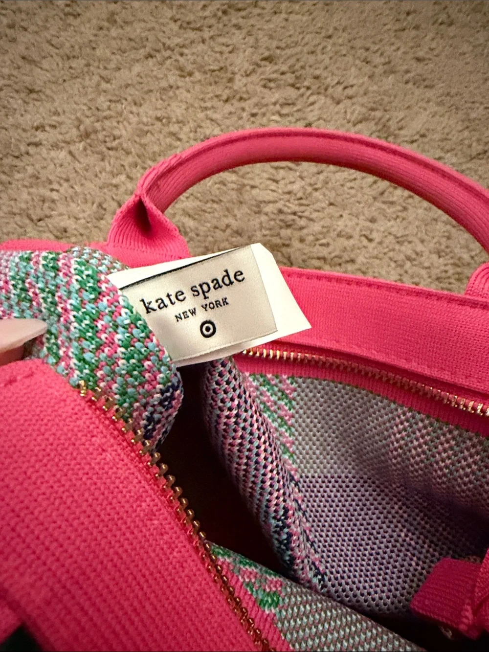 Kate Spade x Target Pink Plaid Knit Crossbody Bag + Bow Charm